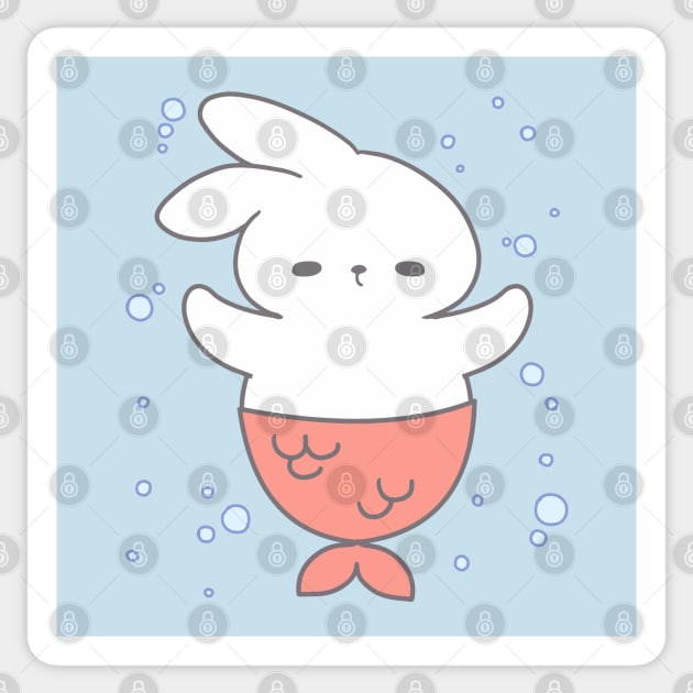 cute little mermaid bunny swimming Sticker by LoppiTokki